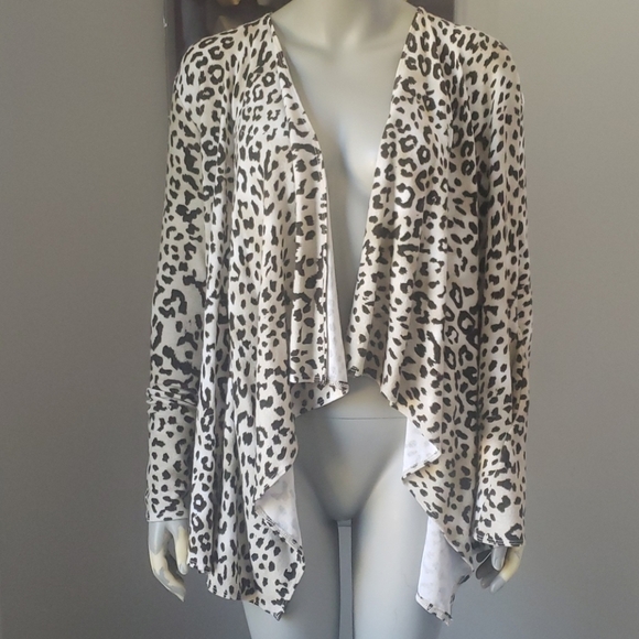 Chaser Knit Leopard Waterfall Cardigan XS - Picture 6 of 8